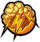 Creates a dark cloud that strikes lightning in the air.
